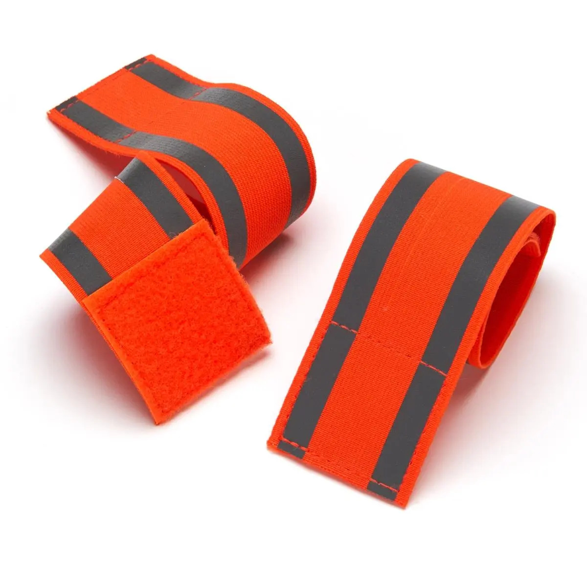 Black Mountain Products High-Vis Reflective Safety Bands, Solid Orange Fabric for Running & Outdoor Sports, Unisex & Adjustable, Set of 2