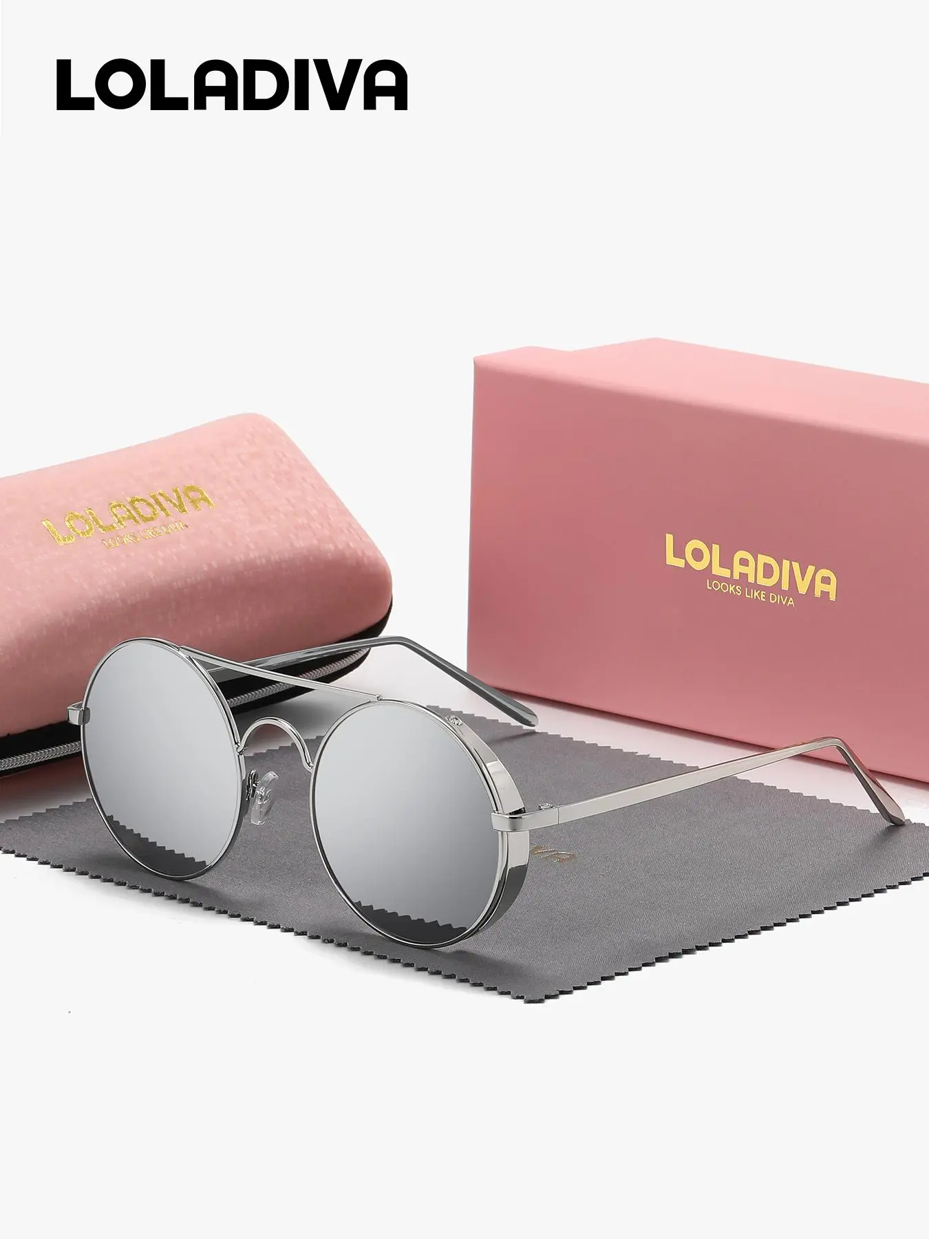 LolaDiva 1 Piece Unisex Round High Quality Casual Sunglasses HD Full Frame UV400 Light hues