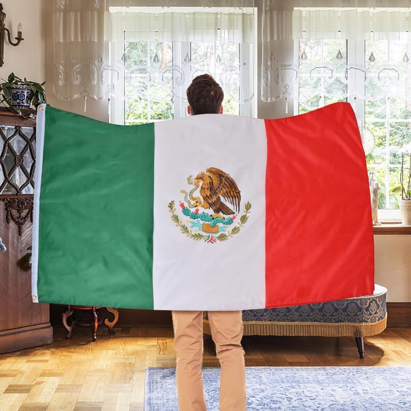Mexico Mexican National 3x5Ft Flag Vivid Color Fade Poster Tapestry for Wall Hanging College Dorm Room Decor Outdoor Banner with 4 Brass Grommets
