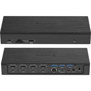 USB C Docking Station, 18-in-1 Universal Dock Station Quad 4K Dual 5K@60Hz Display, 100W Power Delivery Charging for Laptop, Displaylink with 4 HDMI 4 DisplayPort, 2.5G Ethernet, USB3.1, SD/TF