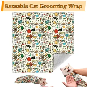 Soft Cat Grooming Wrap for Cutting Nails, Magic Grooming Blanket Anti-Scratch Restraint Bag for Cats, Self-Adhesive Cat Grooming Wrap Anti-Escape, Large Size Cat Wrapping Cloth for Pet Cleaning and Beauty, Anti-Scratch Anti-Escape Multifunctional Pet Tool