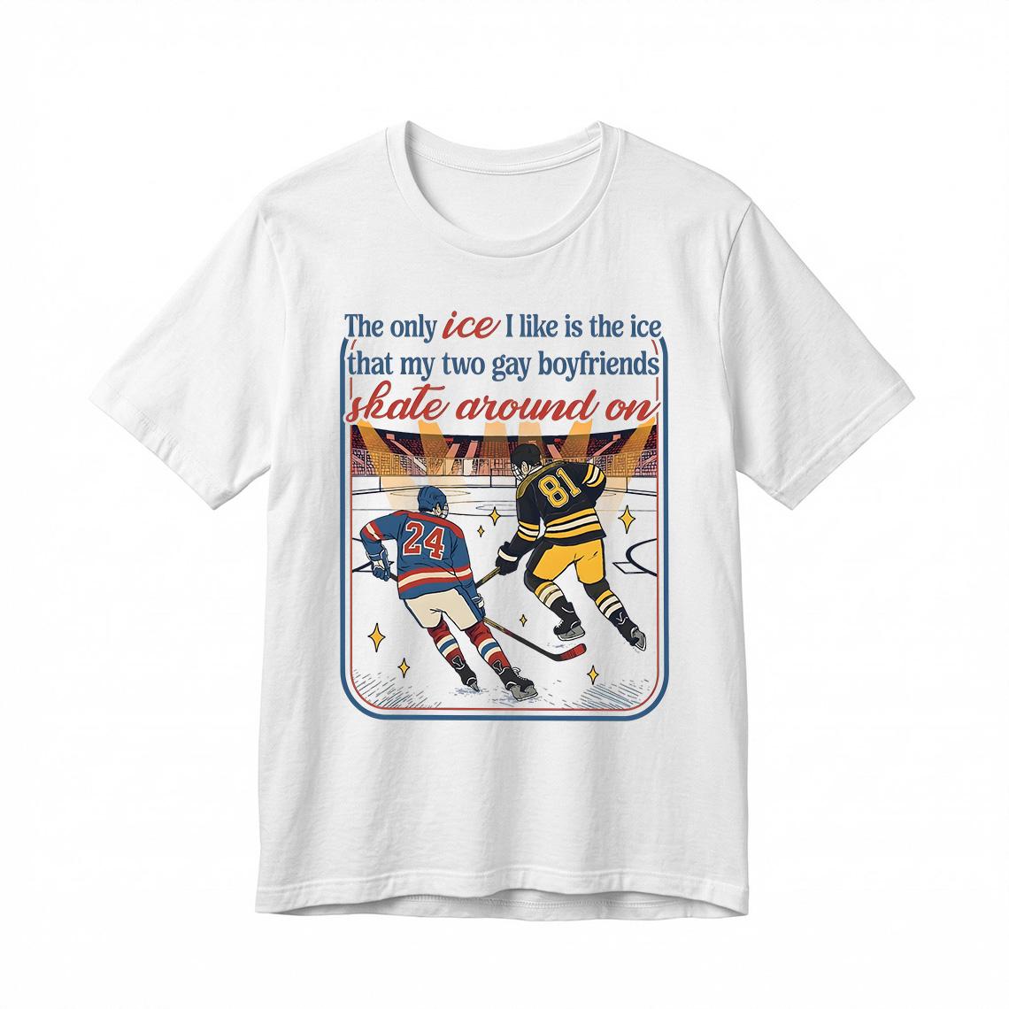 The Only Ice I Like Is The Ice My Two Gay Boyfriends Skate Around On Comfort Colors Shirt, Hockey Romance Fan Gift, Heated Rivalry Connor Ilya Sweatshirt, Heated Rivalry Merch, Hollander Rozanov Couple Shirt - scs16924