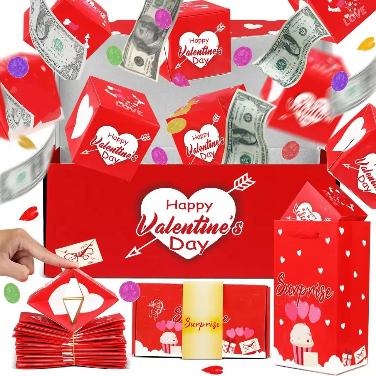 Surprise Envelope Bounce Box Valentine's Day Gift Set, Diy Explosion Box, 15 Layers Creative Bounce Gift Box, Perfect for Elders and Girlfriends