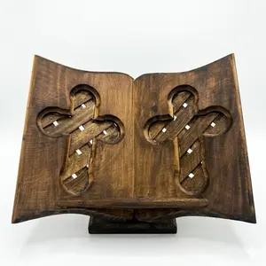 Wooden Cross Design Bible Holder Stand - Christian Home Religious Decor, Ideal for Gifting, Wood