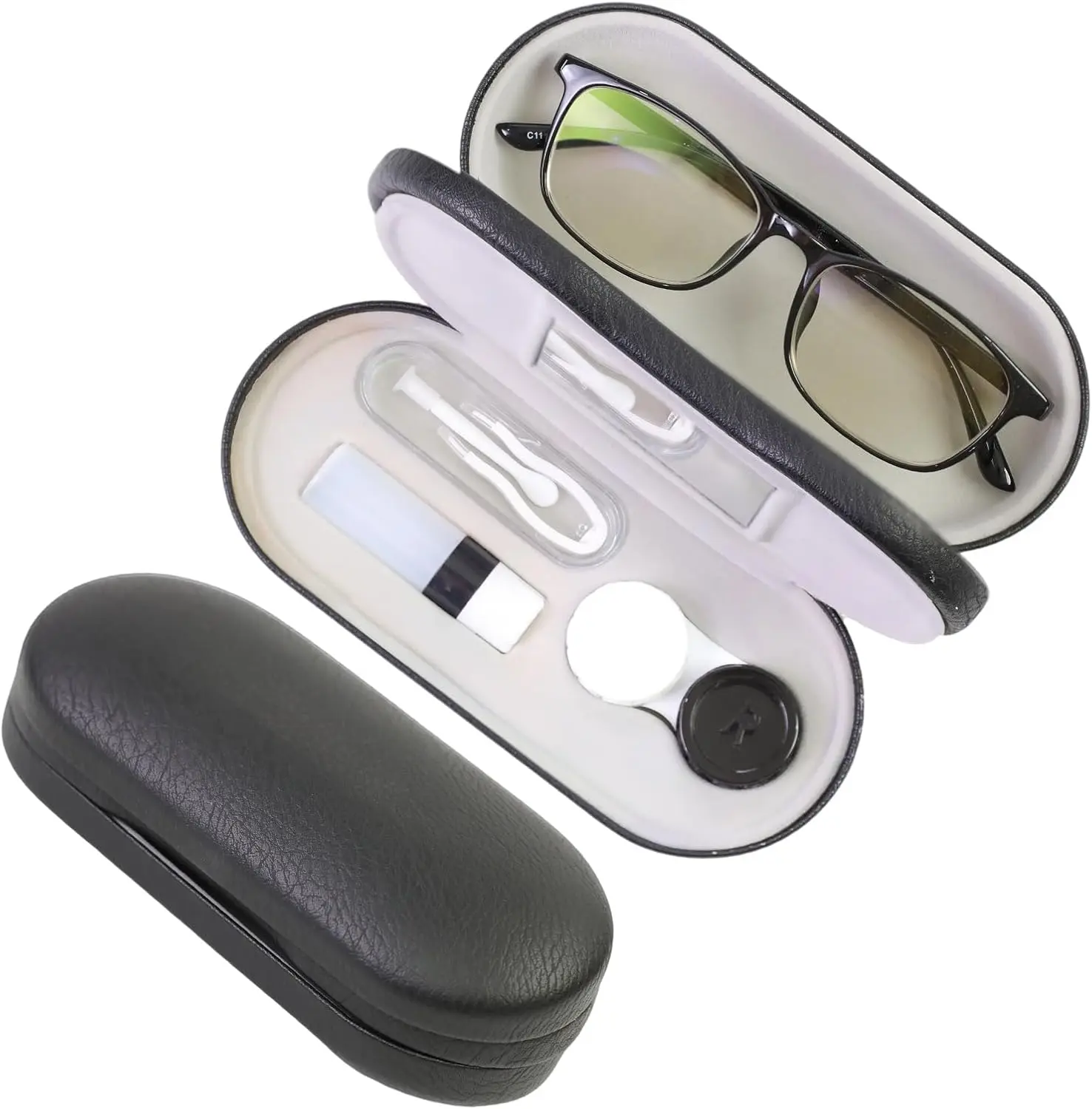 Durable 2 In 1 Contact Lens & Glasses Case, Unisex Portable Travel Kit with Built-in Mirror & Accessories, Lens Storage, Dual Use Design, Durable And Sturdy, Travel Kits, Travel Kit Essential