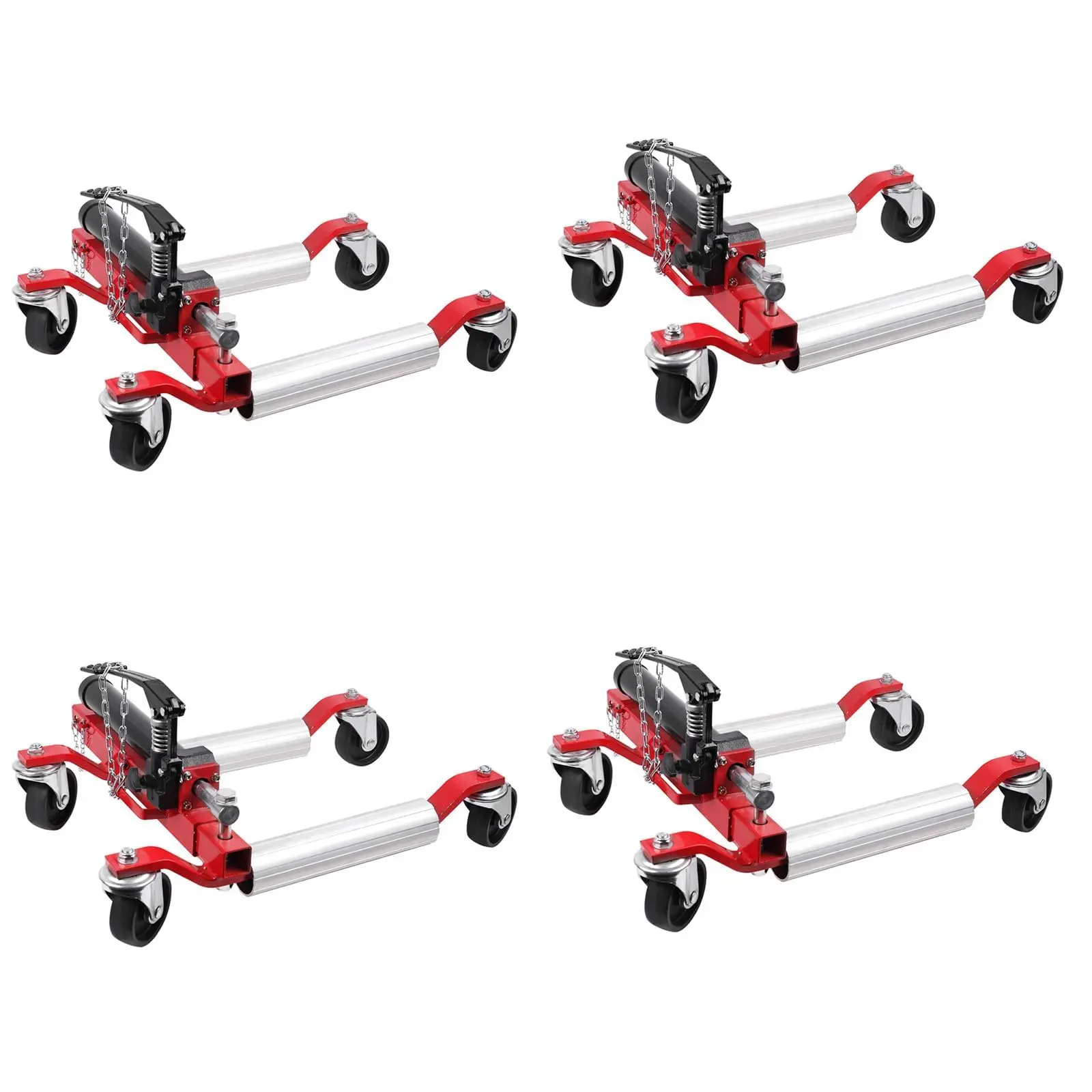 【GARVEE】Car Wheel Dolly Jack Set of 4, 1500 LBS Capacity Hydraulic Car Dolly, Heavy Duty Rollers with Foot Pedal for Truck RV Trailer, Red