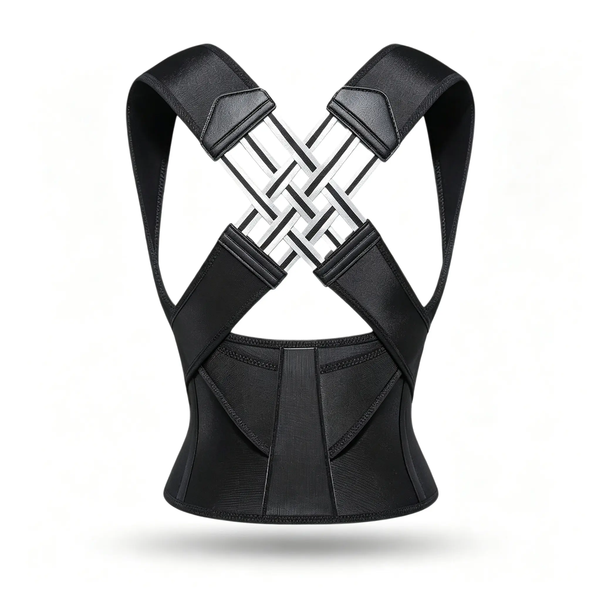 Posture Corrector Back Brace, Adjustable Back Straightener with X-Cross Straps and Lumbar Support, Breathable Shoulder Belt for Slouching and Sitting at Desk, Fits Home Office and Gym, Women and Men, S-XXL