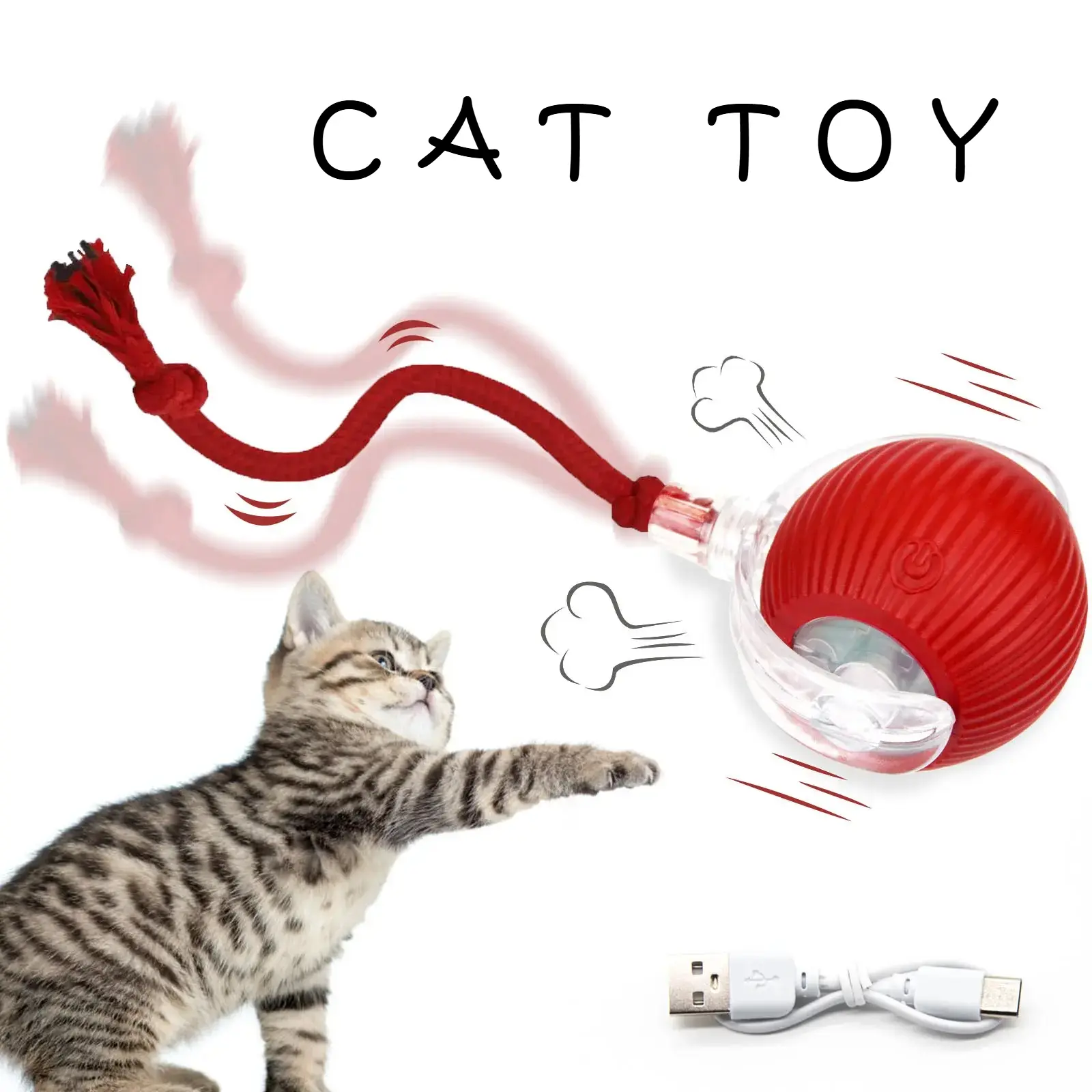 Cat&Small dog Toy - Interactive USB Rechargeable  Ball Toy on Rug , Anti-Depression Fun Gift for Cats & Dogs