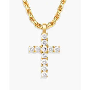 Micro Studded Cross Pendant - Gold