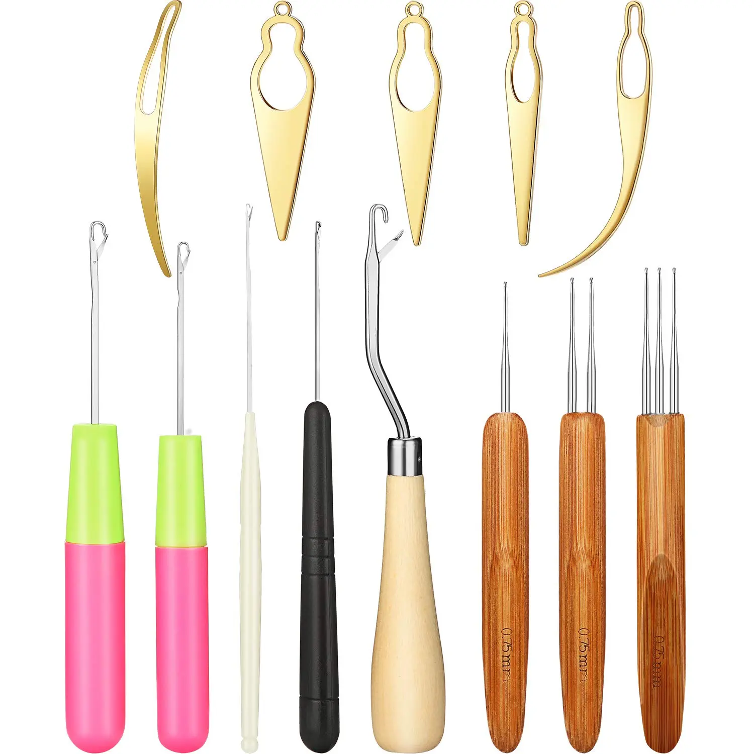 13 Pcs Stainless Steel Dreadlocks Crochet Hook Tool Set - 3 Needles, 5 Interlocking Tools, 5 Multi-Size Bent Latches, 0.75 mm (0.03 inch) Patterns for Locs, Sweaters Weave Kit for Extend and Braiding, Fix - Home & Party Supplies, Crochet Patterns, Make Ha