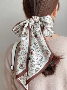 Paisley Cashew Print Silk Scarf, Women's Neck Tie, Soft Satin Neckerchief, Fitted Geometric Pattern, All-Season Accessory, Boho Style Scarf