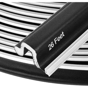 Kerf Door Weather Stripping 26 Ft V-Shaped Door Seal Strip for Large Gap Door Frame Front Door Extra Thick Sealers Replacement Exterior Entry Door Jamb Gasket Easy Installation Cut to Size - Black
