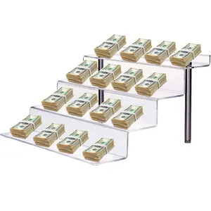 2-Pack 4-Tier Acrylic Display Stand for Figures/Cupcakes | Multi-Purpose Tabletop Organizer | Food-Grade Dustproof Rack Box Cabinet Shelf Metal Rubber Stainless Rubber Stainless Steel