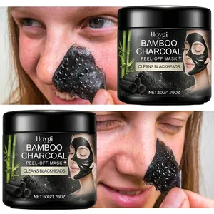 50g * 2 bamboo charcoal cleaning facial mask, containing nicotinamide hyaluronic acid hydrolyzed collagen aloe extract charcoal powder, deeply cleans nose and facial pores, mild ingredients, no irritation/tightness, dirt absorption, moisturizing, smoothin