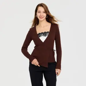 Women's Metallic Rib-Knit Wrap Cardigan - A New Day