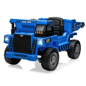 GARVEE 12V Remote Control Ride-On Dump Truck Ride on Car for 3+ Yrs - Realistic Design, Electric Dump Bed, USB MP3 Player, Battery Indicator, Safety Features, All-Terrain Tires (Blue, Yellow, Green Options)