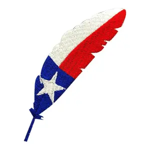 Feather Texas Flag Embroidered TX Iron on sew on Patch