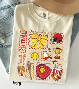 Softball Mom Comfort Colors Shirt, Softball Mama Gift, Game Day Softball Tee, Girly Softball Tee, Softball Sister T-Shirt, Retro Sports Top