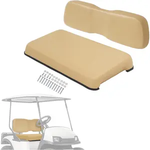 Front Seat Bottom & Seat Back Compatible with 2001-up Club Car DS Golf Cart Seat Bottom Cushion and Seat Backrest Plastic Foam Wood