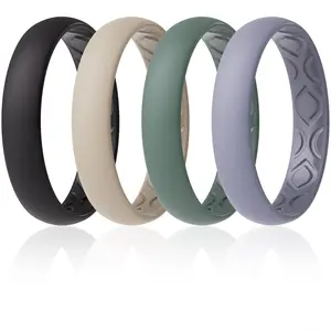 ThunderFit Women Breathable Silicone Bridal Rings Sets For Her, Wedding Bands - 4mm Wide, 1.5mm Thick - 1-10 Variety Multipack