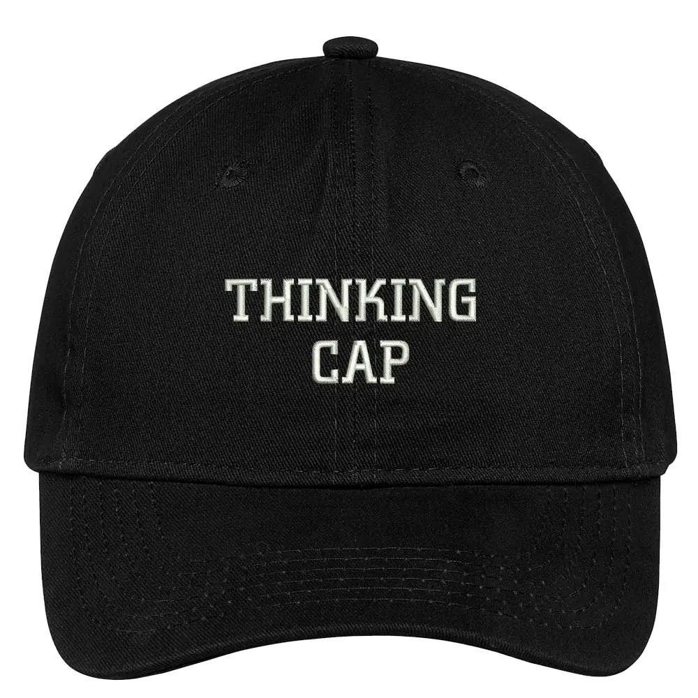 Trendy Apparel Shop Thinking Cap Embroidered Dad Hat Adjustable Cotton Baseball Cap