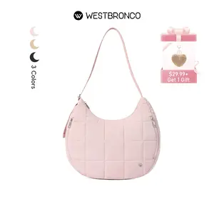 WESTBRONCO Valentine's gift idea Puffer Tote Crescent Shoulder Bag Women HOBO Gym Bags 2026 VIRAL winter trendy Handbag Adjustable Strap Diaper Bag gift for her