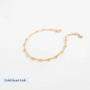 Nice & Bella | Heart Bracelet Gold Link Rhodium Crystal Charm Diamonice Adjustable | 925506L, 925276
