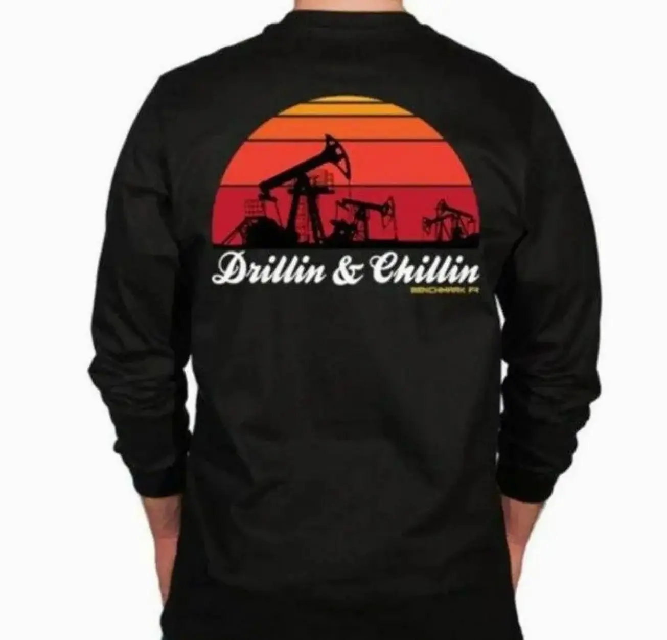 Benchmark FR Men's Drilling and Chilling T-Shirt, Bold Graphic Safety Apparel, Durable Cotton Shirt Menswear Top 6NB