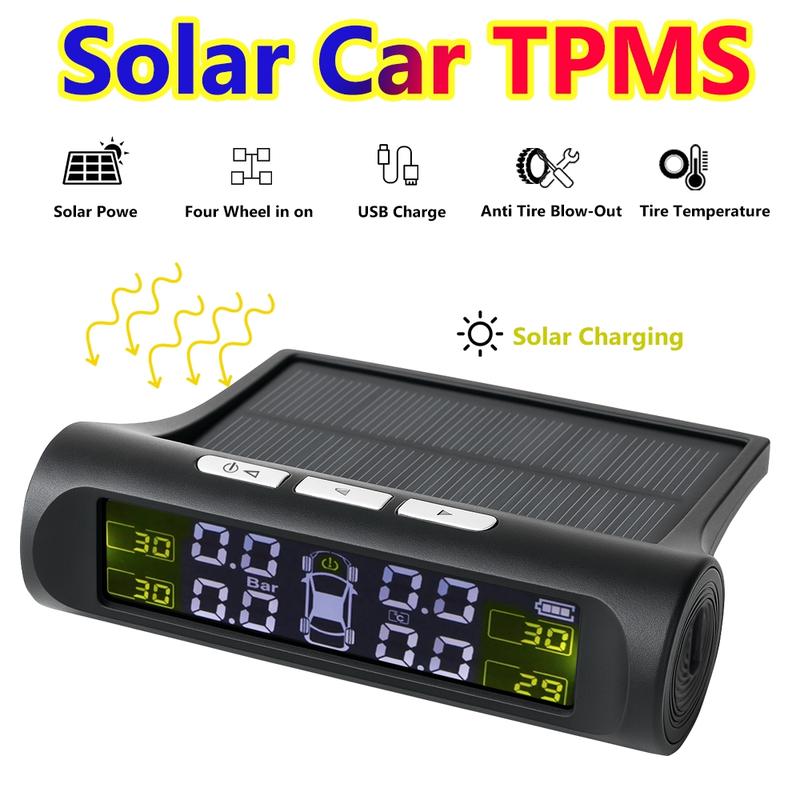 Car Security Essential - Smart TPMS Solar Charging Auto Alarm Digital Display