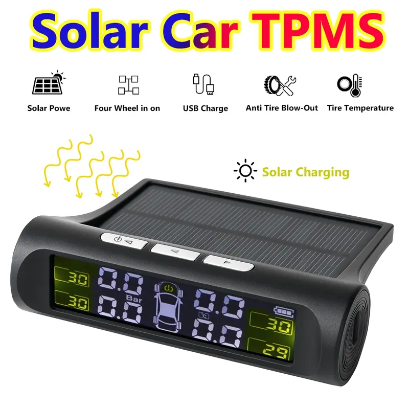 Car Security Essential - Smart TPMS Solar Charging Auto Alarm Digital Display