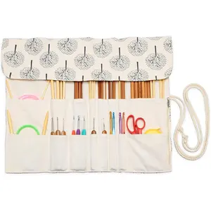 Knitting Needles Holder Case(up to 14 Inches), Rolling Organizer for Straight and Circular Knitting Needles, Crochet Hooks and Accessories, Tree - NO Accessories Included