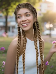 Women's Brown Long Straight Synthetic Soft Hair Braided Lace Wigs, Striking Natural Fluffy Hair Wigs with Baby Hair Bangs for Daily & Party Hairstyle Decoration