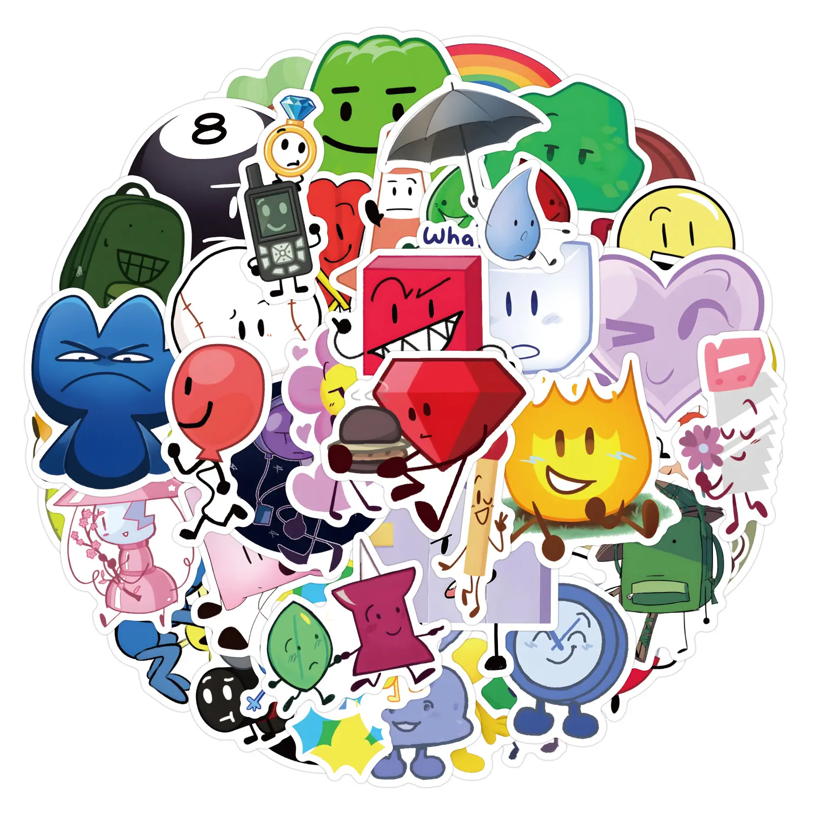 Battle for Dream Island Cartoon Graffiti Stickers, Decorative Decals for Luggage Water Bottles Fridge Phone Laptop Skateboard Automotive Decals Car Sticker for Cars
