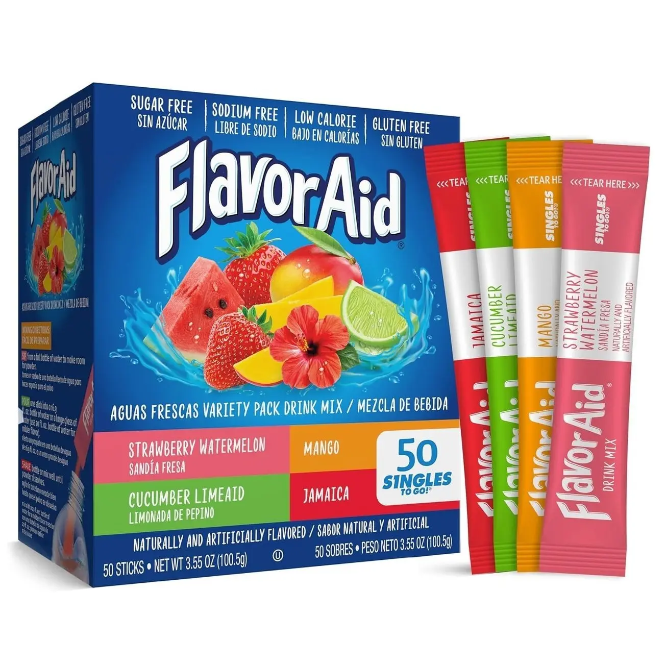 Flavor Aid Aguas Frescas Singles To Go Powdered Drink Mix, 50 Packets