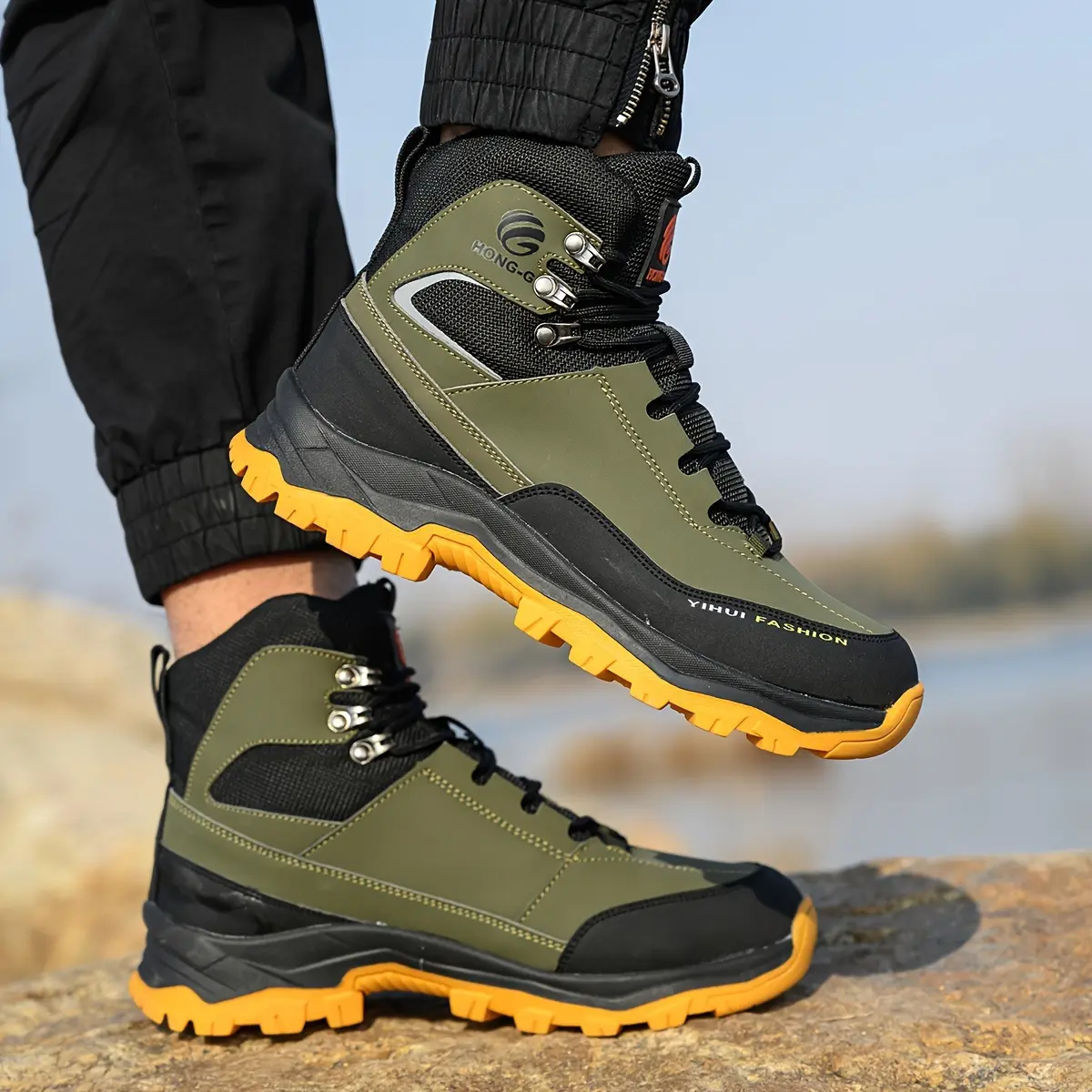 Work Safety Boots - Waterproof, Steel Toe, Breathable, Puncture Resistant, Microfiber Upper, Rubber Sole, EVA Insole, Round Toe, Solid Color, Suitable for Autumn/Spring/Winter, Construction/Hiking