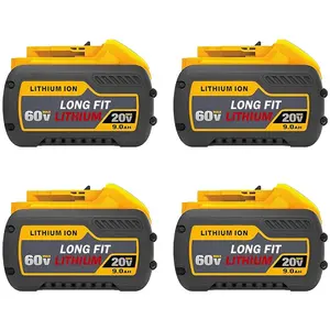 4PACK For Dewalt DCB609 Replacement Battery 20V/60V MAX FLEXVOLT lithium battery 9Ah DCB609 DCB606 handware LONG FIT