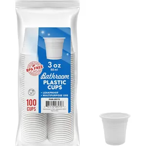 Plastic Bathroom Cups, 3oz [Pack of 100]- Disposable Mini Mouthwash Cups- -Safe &  Rinse Cups- Multipurpose & Leakproof Stackable Bath Cups-  for , Espresso, Shots