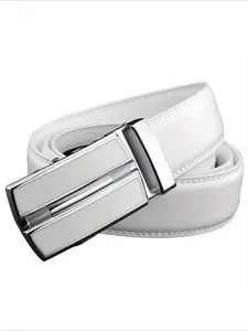 Automatic Belt Buckle Elegant White Color Men Women Unisex Belt Fashion Belts Automatic Buckle 3.5cm Width Men Waist Straps for Jeans Men's Gifts Are Good Items with Good Quality