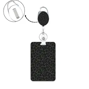 Cool Wind ID Badge Holder Set, Leopard Print, Retractable Badge Reel, Medical Assistant Accessories, Office Supplies, Office Gift for Teachers Nurses Drivers