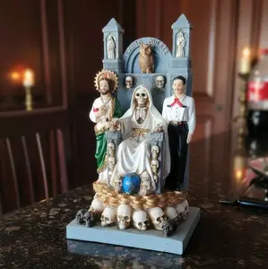 12" San Judas Santa Muerte Jesus Malverde Handcrafted Statue with Unique Symbolism for Spiritual and Religious Decor