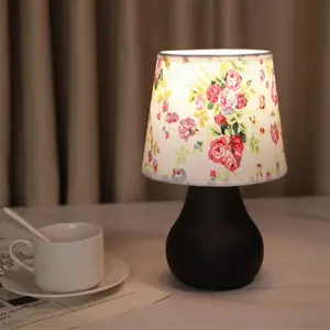 Floral Pattern Design Table Lamp, USB Powered Vintage Night Light, Decorative Light for Home Living Room Bedroom Study Room, Decorative Ambiance Lighting