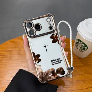 Plated faith scripture Psalm 46:5 Christ phone case, retro cross flower, religious women's daily decoration, suitable for iPhone 17Pro Max Air 16 15Plus 14 13 12 11 XR Samsung Galaxy S26 Ultra S25 Ultra S24 S22 Plus women's phone case. A154