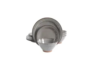 Gibson Elite 116889.12 Terranea 12-Piece Dinnerware Set, Grey