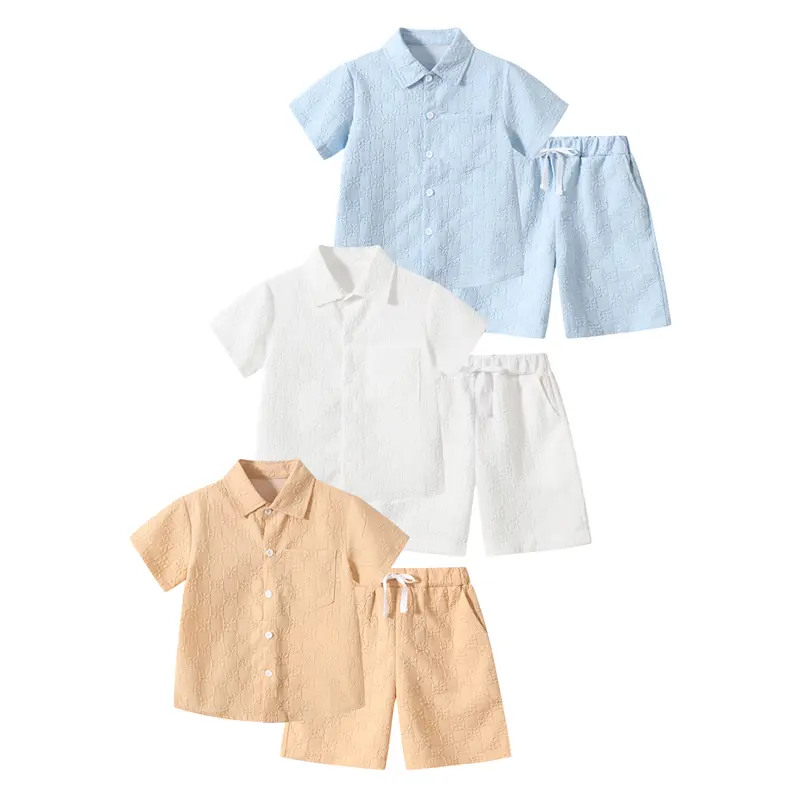 #SummerVibes 6-piece boy summer comfortable leisure suit children summer beach button shirt short sleeve comfortable leisure shorts children's suit