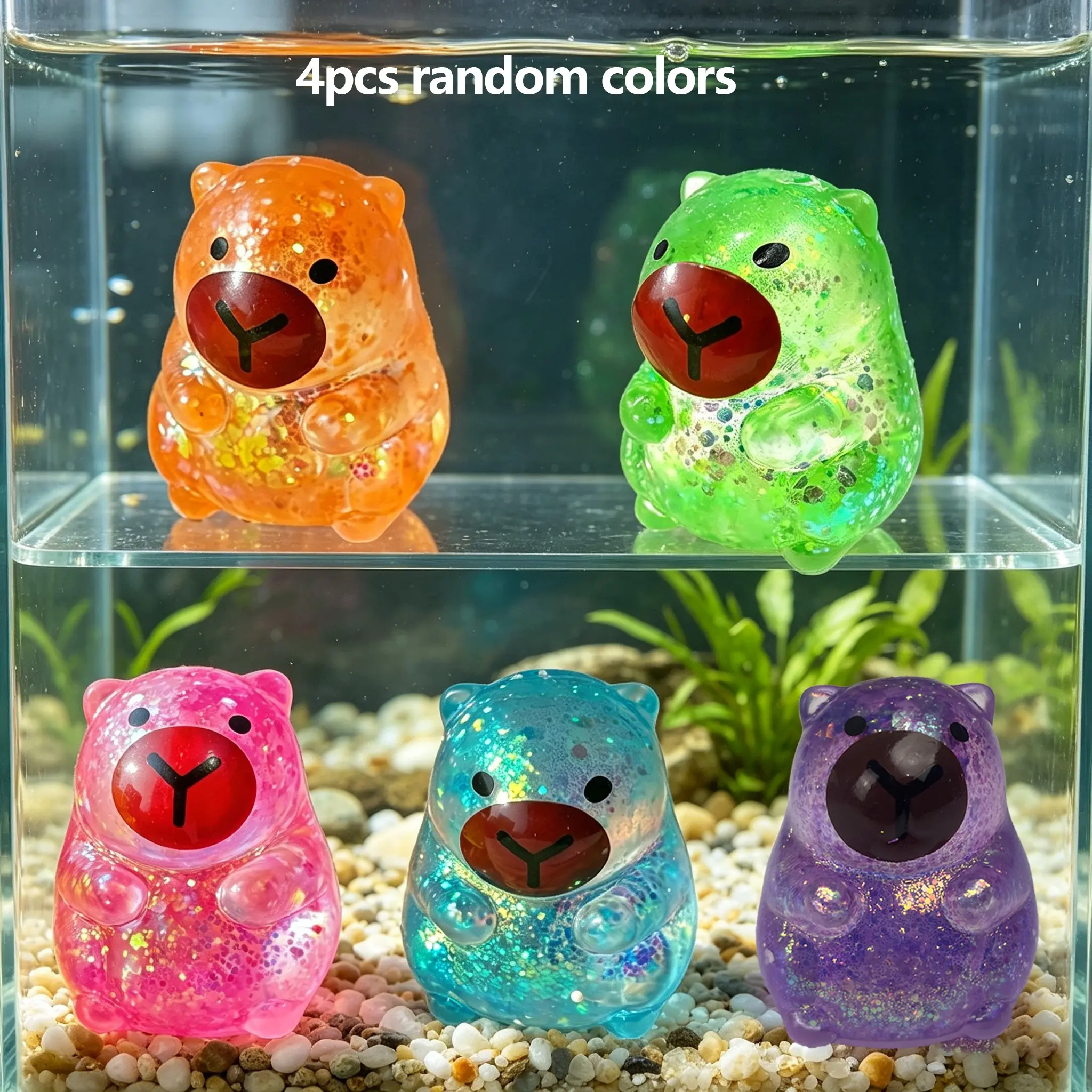 4pc Capibala Bear Stress Relief Fidget Toy, Soft Anxiety Fidgets, Sensory Stress Reliever, Relieve Anxiety, Slowly Rebound, Soft and Slowly Ascend, Desktop Accessory for Office Workers, Party Gifts, Slow Rising Squishies