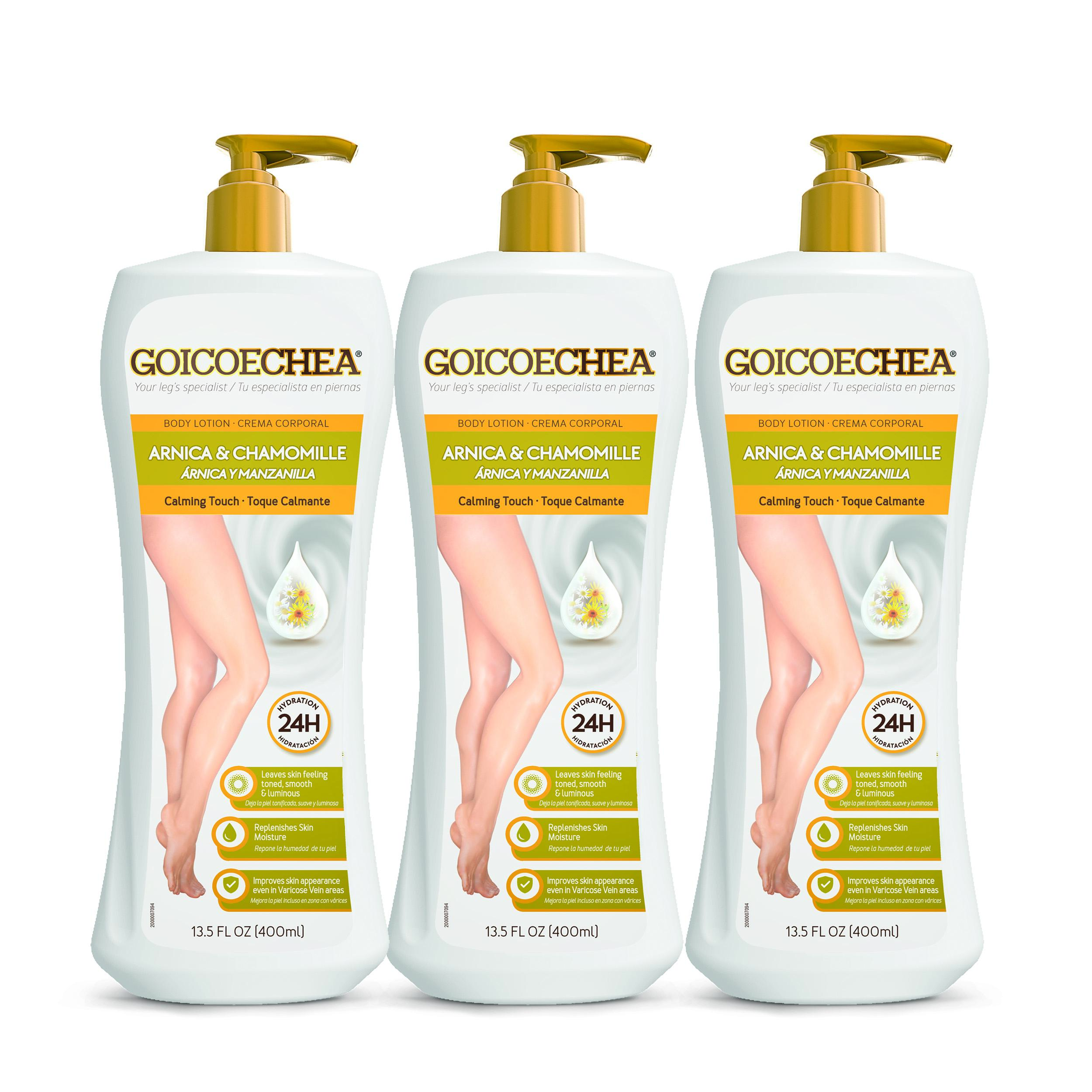 Goicoechea Calming Touch Body Lotion with Arnica & Chamomile - Paraben-Free, Smoothing, Hydrating Unisex Moisturizer for Normal Skin, 13.5 oz (400ml) 3-Pack Bath & Body Care Product