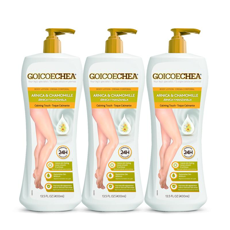 Goicoechea Calming Touch Body Lotion with Arnica & Chamomile - Paraben-Free, Smoothing, Hydrating Unisex Moisturizer for Normal Skin, 13.5 oz (400ml) 3-Pack Bath & Body Care Product