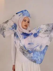Women's Fashion Pure Color Viscose Hijab Scarf, Elegant Gauze Convenient Silk Wrap, Daily Versatile Long Sun Protection, Modesty Scarf