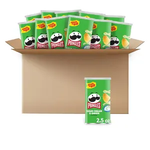 Pringles Potato Crisps Chips, Sour Cream & Onion, 2.5oz (12 Count) Snack Crispy Dried Salt