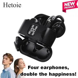 Hetoie 2026 Newest Model, Two Pairs, Wireless Earphones: In-ear + On-ear TWS Couple Earphones, Mini Earphones, Music Earbuds, Gaming Earphones, HiFi Deep Bass Stereo Sound, Compatible with Android and iPhone